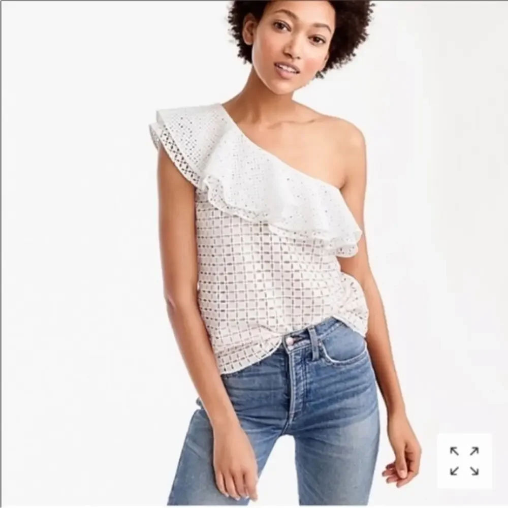 J.Crew One Shoulder Eyelet Top Sz 4